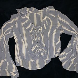American Eagle striped lace up flowy top